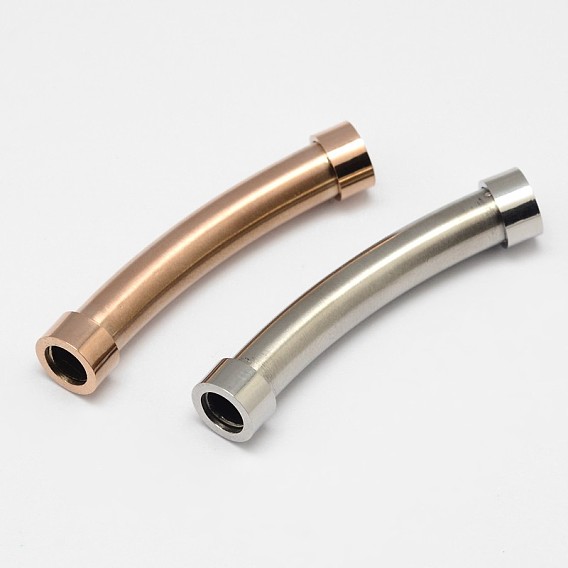 304 Stainless Steel Tube Beads, 41~42x7~8mm, Hole: 4~5mm
