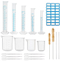 Measuring Cylinder Tools Sets, with Plastic Measuring Cylinder & Cup, Glass Stirring Rod, Pig Hair Test Tube Brush, Plastic Pipettes, Sticker Labels