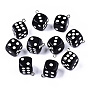 Opaque Epoxy Resin Pendants, with Platinum Plated Iron Loop, Dice