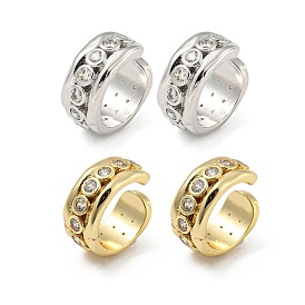 Brass Micro Pave Cubic Zirconia Cuff Earrings, Long-Lasting Plated, Cadmium Free & Lead Free