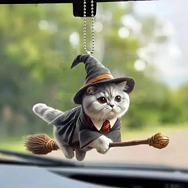 Cute Magic Cat Acrylic Car Pendant Decoration, for Car Interior Rearview Mirror Hanging Ornaments