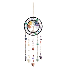 7 Подвесные ловцы солнца в виде дерева жизни с чакрами, украшенные натуральными драгоценными камнями., с бусинами из стекла и смолы для украшения сада и улицы.