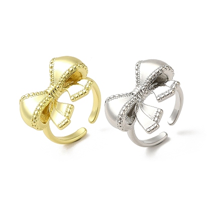 Brass Cuff Rings for Women, Cadmium Free & Lead Free, Bowknot