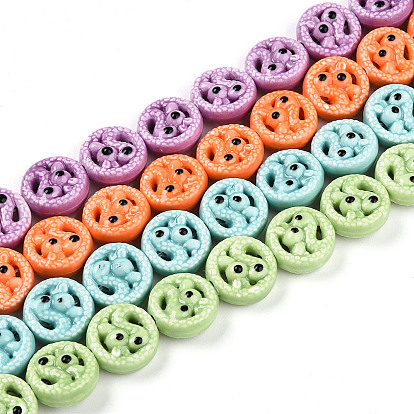 Фарфора ручной работы шарик нити, плоский круг со змеей и кроликом, фантазии античного стекла фарфора