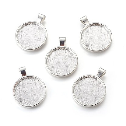 Metal Alloy Pendant Cabochon Settings, Cadmium Free & Lead Free, Plain Edge Bezel Cups, DIY Findings for Jewelry Making