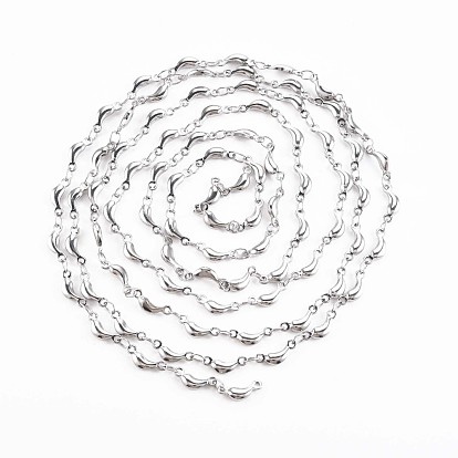 201 Stainless Steel Moon & Oval Link Chains, Soldered