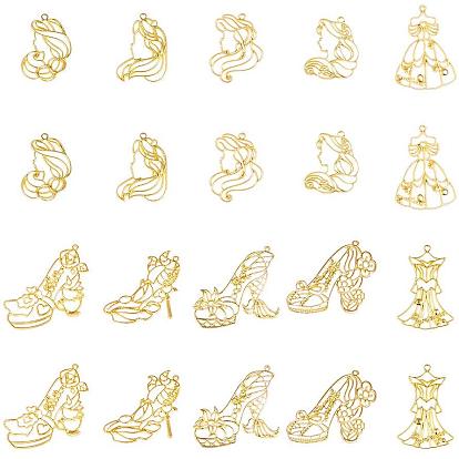 Zinc Alloy Open Back Bezel Pendants, For DIY UV Resin, Epoxy Resin, Pressed Flower Jewelry, Princess Them
