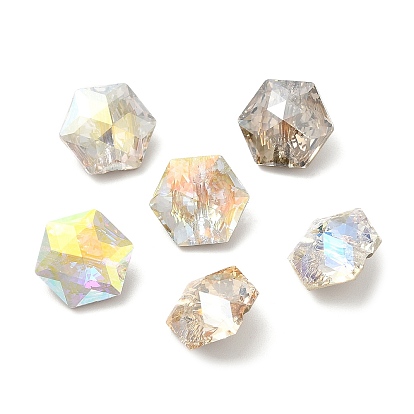 K5 Glass Rhinestone Buttons, Back Plated, Faceted, Hexagon