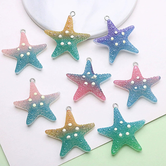 Непрозрачные подвески смолы, морская звезда, с железной платиной петлей, два тона