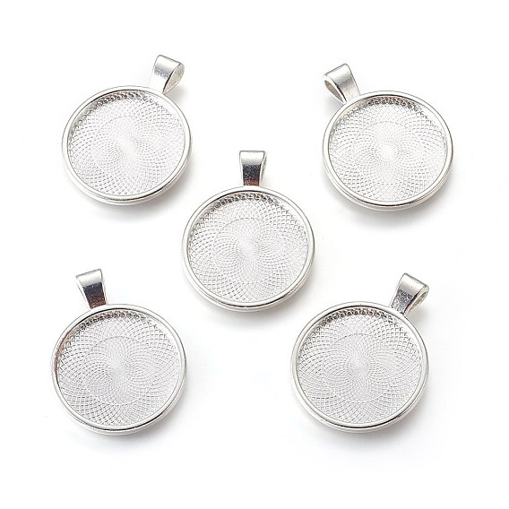 Metal Alloy Pendant Cabochon Settings, Cadmium Free & Lead Free, Plain Edge Bezel Cups, DIY Findings for Jewelry Making