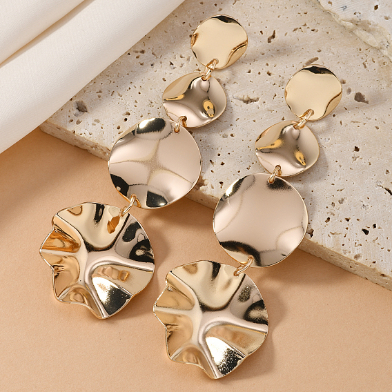 Преувеличенные круглые металлические длинные висячие серьги-гвоздики