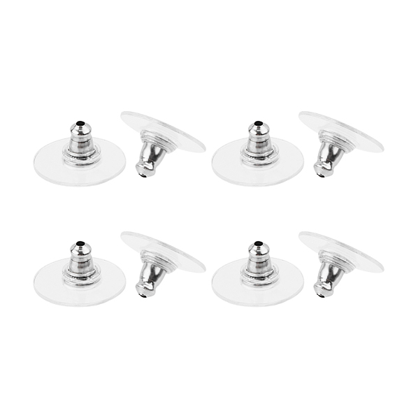 304 Stainless Steel Bullet Clutch Earring Backs, with Plastic Pads, Ear Nuts
