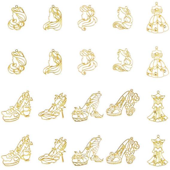 Zinc Alloy Open Back Bezel Pendants, For DIY UV Resin, Epoxy Resin, Pressed Flower Jewelry, Princess Them