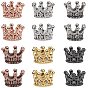 Brass Micro Pave Clear Cubic Zirconia Beads, Large Hole Beads, Long-Lasting Plated, Crown
