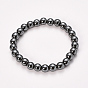 Non-magnetic Synthetic Hematite Beaded Stretch Bracelets, Round