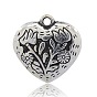 CCB Plastic Pendants, Heart with Flower Patterns, 30x30x7mm, Hole: 3mm