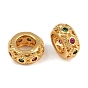 Латунные микро проложить Цирконий Европейский бисером, бусины с большим отверстием, рондель, без никеля 