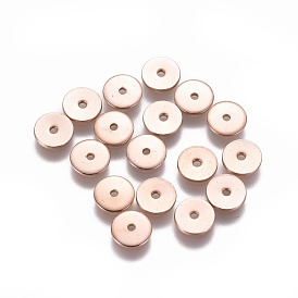  Ion Plating(IP) 304 Stainless Steel Spacer Beads, Flat Round