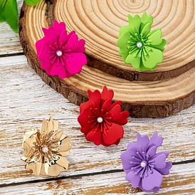 Кольца из цветочного сплава с пластиковым жемчугом для женщин