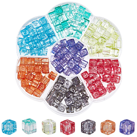 245 шт 7 цвета прозрачные хрустящие стеклянные бусины, кубические