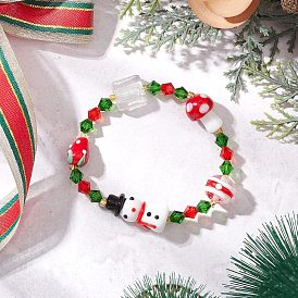 Биконус k9 растягивающиеся браслеты из стеклянных бусин, украшения ручной работы в технике лэмпворк для мужчин и женщин, снеговик и гриб