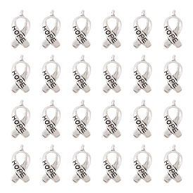 Сплавочные подвески ленты символа борьбы против рака молочной железы со словом "HOPE", без кадмия и без свинца