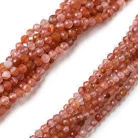 Натуральный красный агат бисер нитей, окрашенная и подогревом, граненые, круглые