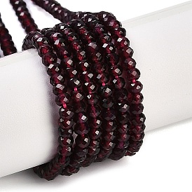 Natural Garnet Beads Strands, Faceted, Rondelle