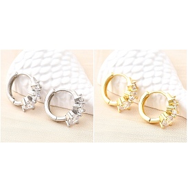 Латунные серьги-кольца из прозрачного кубического циркония, без свинца и без кадмия, долговечный, стойки покрытие