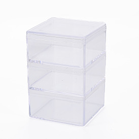 Square Polystyrene Bead Storage Container, with 3 Compartments Organizer Boxes, for Jewelry Beads Small Accessories