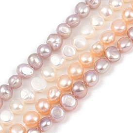 Нити из натурального культивированного пресноводного жемчуга, двух сторон полированной