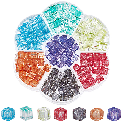 245 шт 7 цвета прозрачные хрустящие стеклянные бусины, кубические