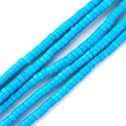 Synthetic Turquoise Beads Strands, Heishi Beads, Dyed, Flat Round/Disc