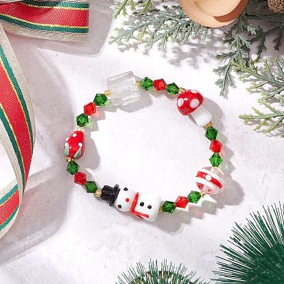 Биконус k9 растягивающиеся браслеты из стеклянных бусин, украшения ручной работы в технике лэмпворк для мужчин и женщин, снеговик и гриб