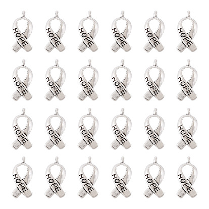 Сплавочные подвески ленты символа борьбы против рака молочной железы со словом "HOPE", без кадмия и без свинца