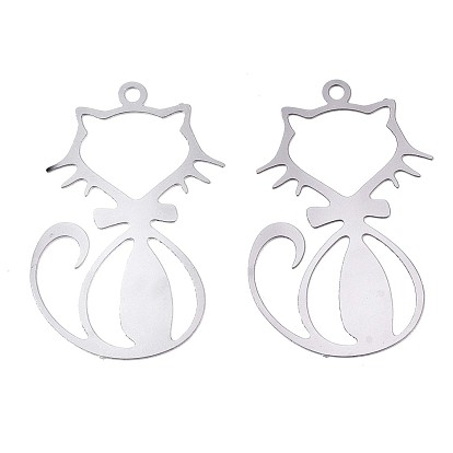 201 из нержавеющей стали филигранные подвески, гравированные металлические украшения, кошка