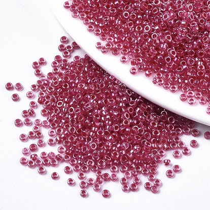 Glass Seed Beads, Fit for Machine Eembroidery, Transparent Inside Colours, Round