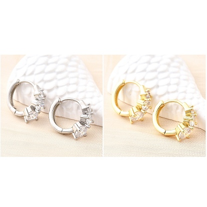 Латунные серьги-кольца из прозрачного кубического циркония, без свинца и без кадмия, долговечный, стойки покрытие