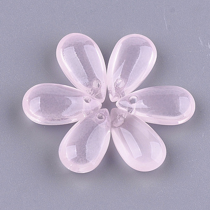 Transparent Spray Painted Glass Charms, Drop