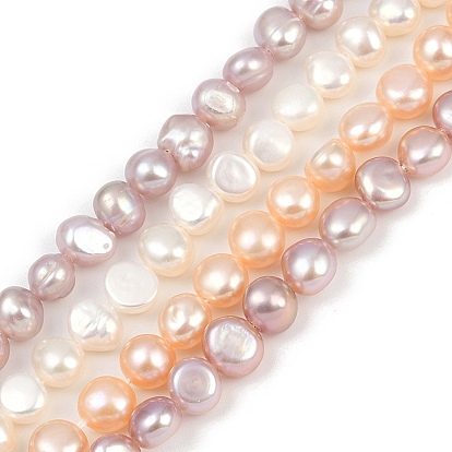 Нити из натурального культивированного пресноводного жемчуга, двух сторон полированной