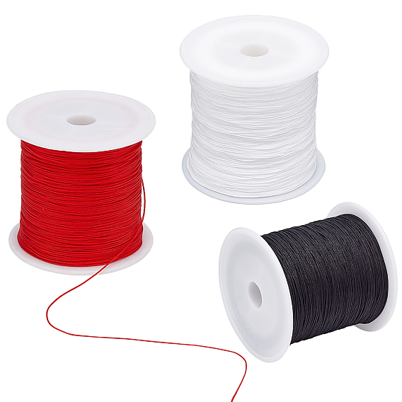 3Rolls 3 Colors Braided Nylon Thread, Chinese Knotting Cord for Beading Jewelry Making Macrame Craft