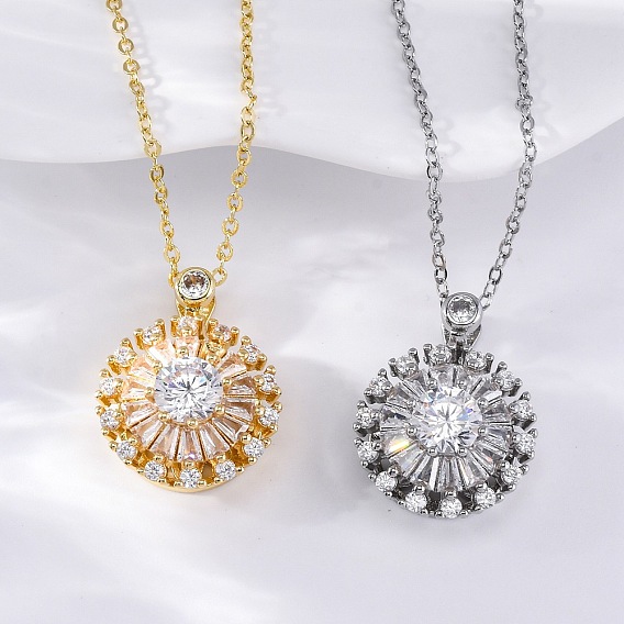 Латунные прозрачные кубические цирконии вращающиеся подвески в виде подсолнуха для женщин