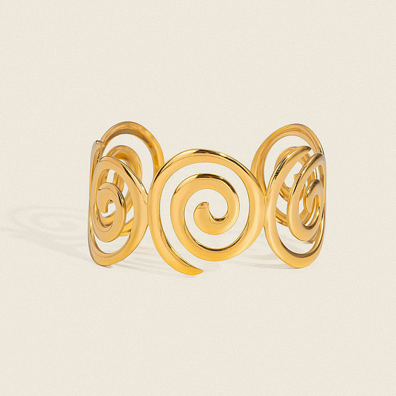304 Stainless Steel Spiral Open Cuff Bangles for Women