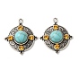 Подвески из сплава в тибетском стиле с имитацией бирюзы, полукруглые подвески со стразами