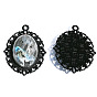 Gemstone Pendants, Black Metal Oval Charms