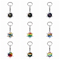 Rainbow Theme Glass Cabochons Keychain, Alloy Snowflake Pendant Keychain
