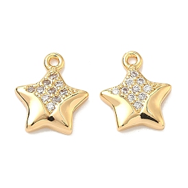 Подвески в виде звезд из латуни с микропаве из кубического циркония, без никеля , реальный 18 k позолоченный