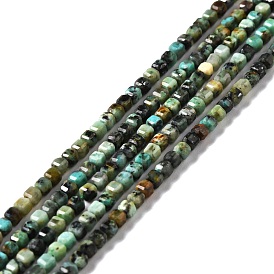 Brins de perles turquoises africaines naturelles (jaspe), facette, cube