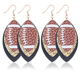 4пара из кожи в стиле регби с 304серьгой-подвеской из нержавеющей стали