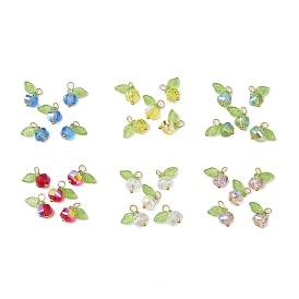 Прозрачные гальванические стеклянные бусины с прозрачными акриловыми подвесками и латунными булавками с шарообразными головками, лист